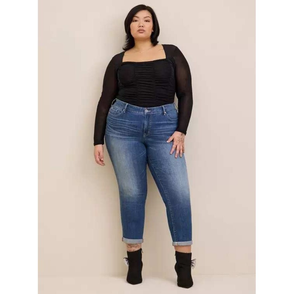 Torrid Boyfriend Straight Blue Jeans 16R Selvedge Denim Stretch